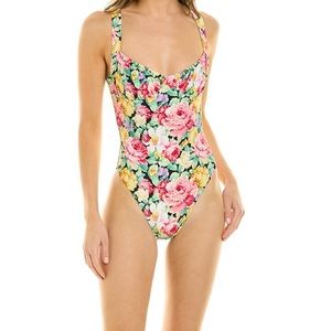 WE WORE WHAT floral bustier one piece swim suit
